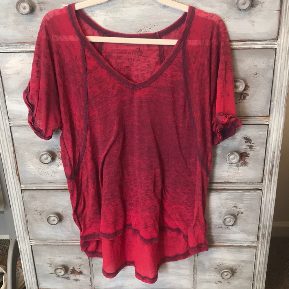 We the Free Red wash tee